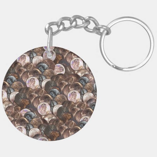 One Cent Penny Spread Background Keychain