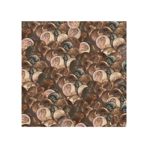 One Cent Penny Spread Background Wood Wall Art