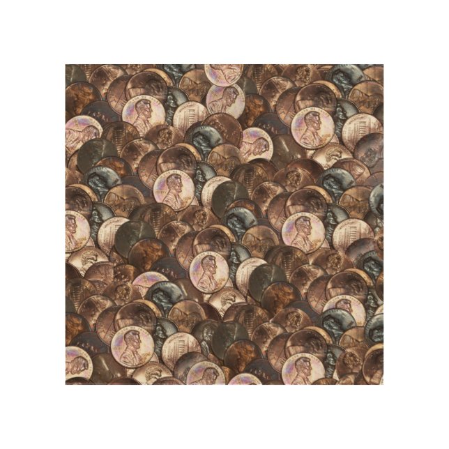 One Cent Penny Spread Background Wood Wall Art (Front)