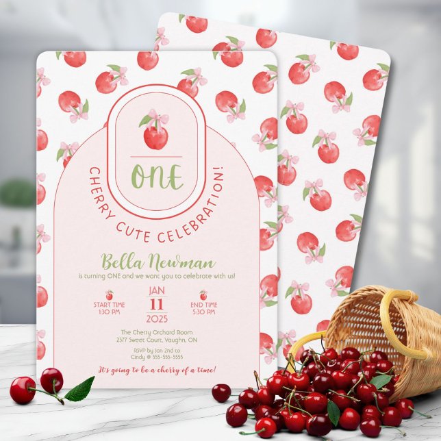 One Cherry Cute First Birthday Invitation (ONE Cherry Cute Birthday Invitation!)