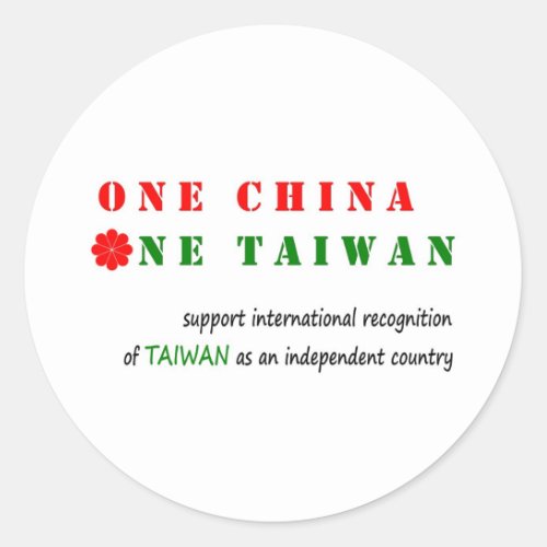 One China One Taiwan Classic Round Sticker