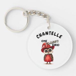 One classy bird, owl lover custom gift keychain