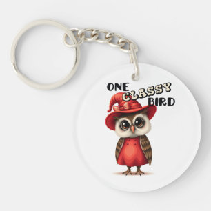 One classy bird, owl lover gift keychain