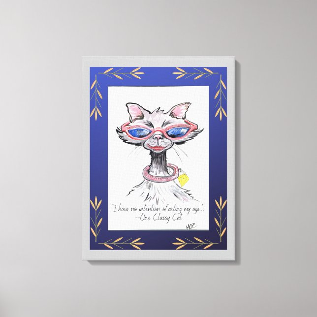 One Classy Cat Fun Canvas Art Print (Front)