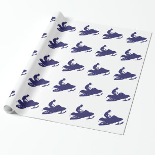 One Color Blue Snowmobiler Wrapping Paper