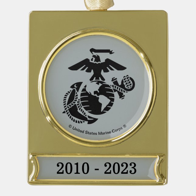 One-Color EGA - Black Gold Plated Banner Ornament (Front)