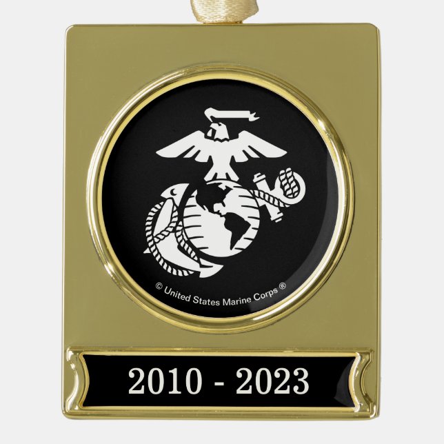 One-Color EGA - White Gold Plated Banner Ornament (Front)