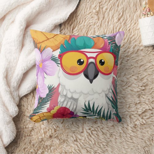 One Confused Cool Cockatoo Print Throw Pillow