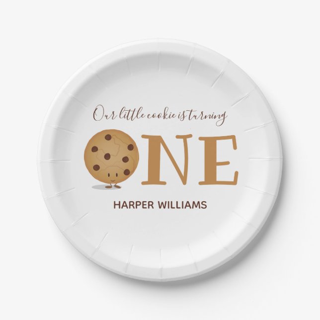 One Cookie Baby First Birthday Paper Plates (Front)