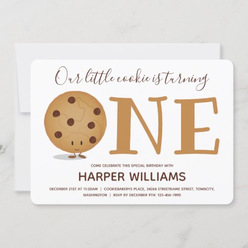 One Cookie First Birthday Invitation