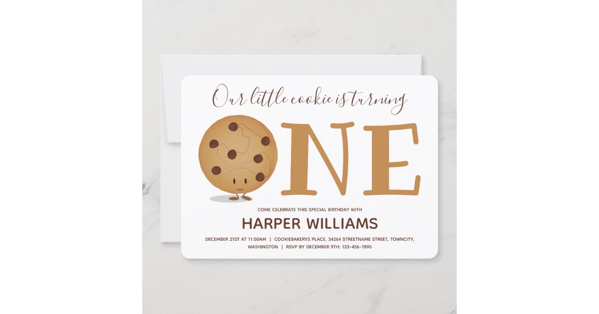 One Cookie First Birthday Invitation | Zazzle