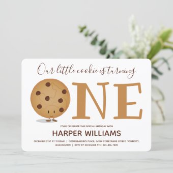 One Cookie First Birthday Invitation | Zazzle