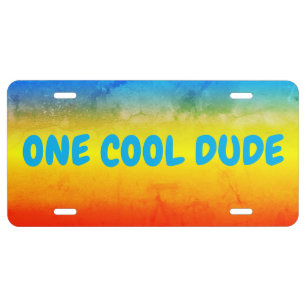 One Cool Blue Yellow Orange Tropical Gradient License Plate