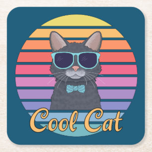 One Cool Cat Square Paper Coaster