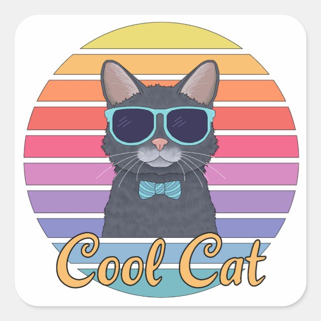 One Cool Cat Square Sticker (Front)