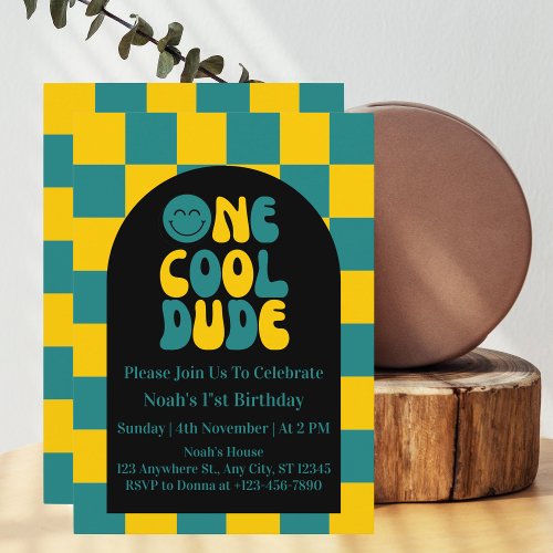 One Cool Dude 1st Birthday Invitation