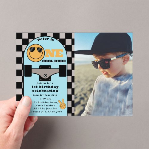 One Cool Dude 1st First Birthday Skateboard Photo