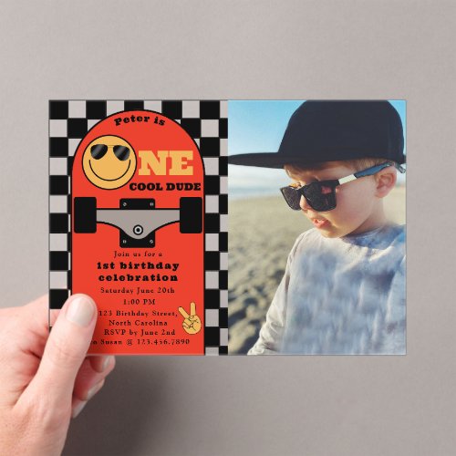 One Cool Dude 1st First Birthday Skateboard Photo