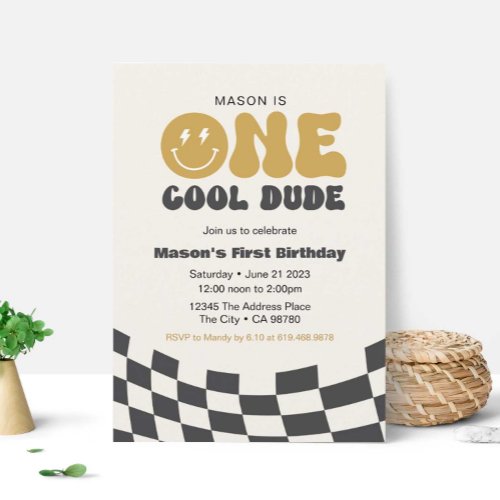 One Cool Dude Birthday Invitation  Happy Dude