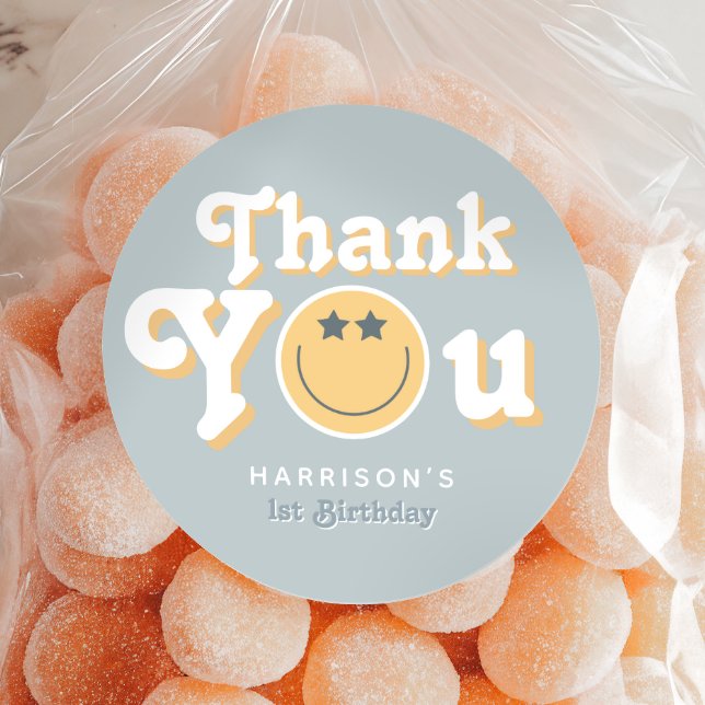 One Cool Dude Boys 1st Birthday Favor Classic Round Sticker (Creator Uploaded)