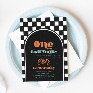 One Cool Dude First Birthday Invitation   Skate