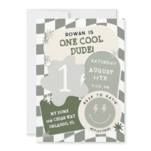 One Cool Dude Retro Checkerboard 1st Birthday