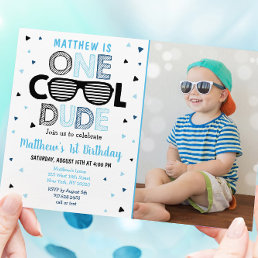 One Cool Dude Sunglass Boy First Birthday Invitation