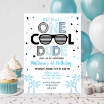 One Cool Dude Sunglass Boy First Birthday Invitation