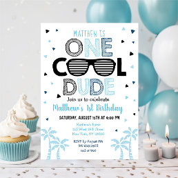 One Cool Dude Sunglass Boy First Birthday Invitation