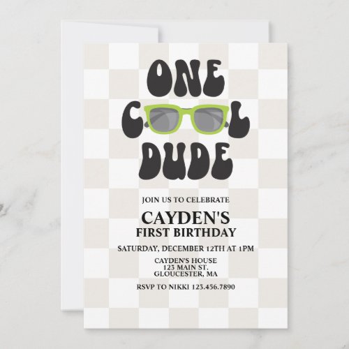 One Cool Dude Sunglasses 1st Birthday Invitation