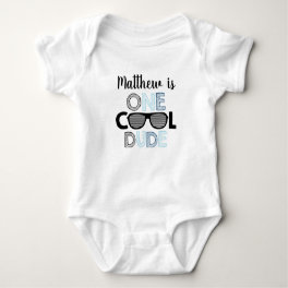 One Cool Dude Sunglasses Birthday Baby Bodysuit