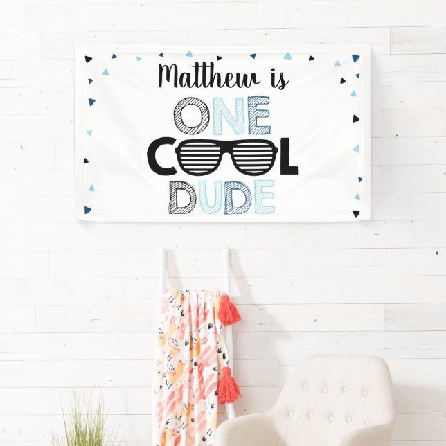 One Cool Dude Sunglasses Boy Birthday Banner (Insitu)