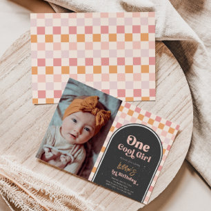 One Cool Girl First Birthday Photo Invitation