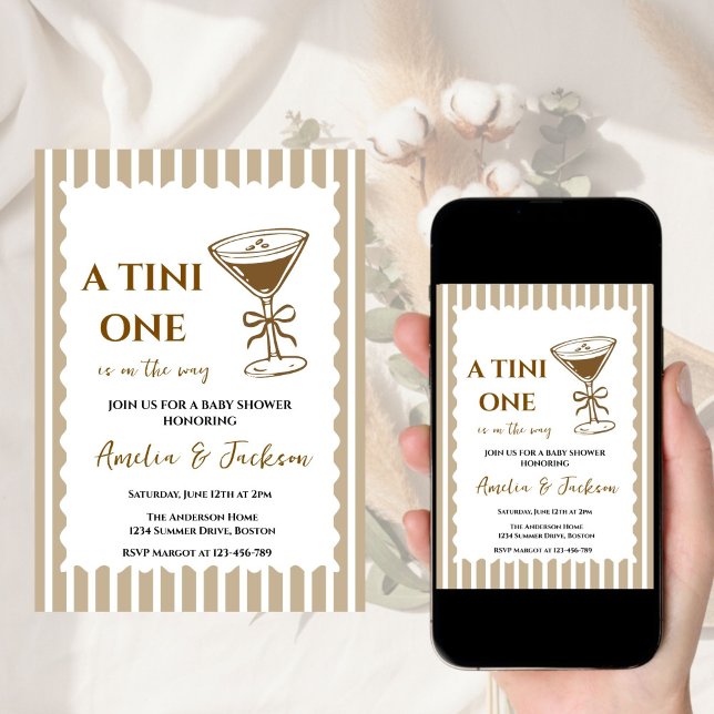 One Coquette Beige Bow “A Baby Is Brewing” Coffee  Invitation (Creator Uploaded)