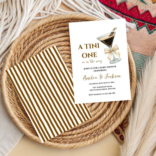 One Coquette Beige Bow “A Baby Is Brewing” Coffee  Invitation (Creator Uploaded)