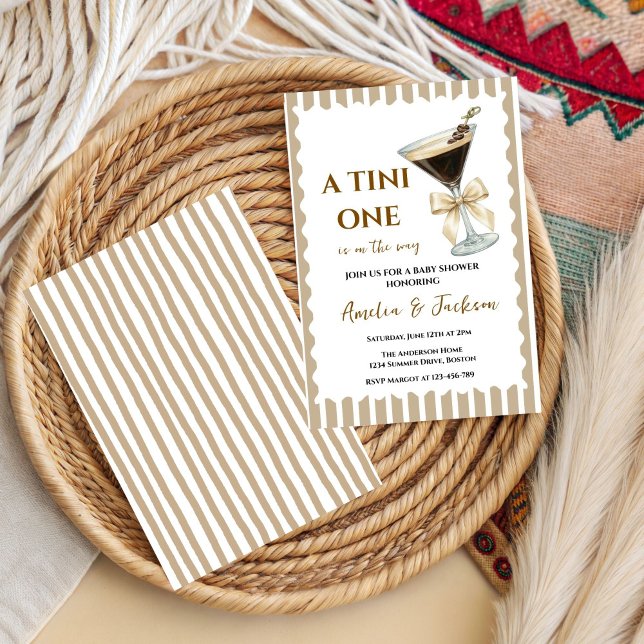 One Coquette Beige Bow “A Baby Is Brewing” Coffee  Invitation (Creator Uploaded)