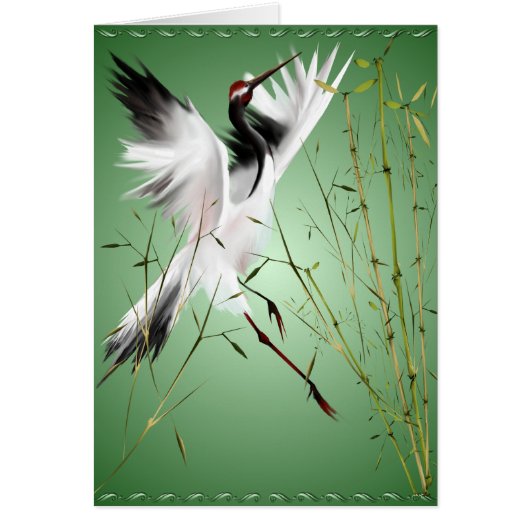 One Crane In Bamboo  Cards (Front)