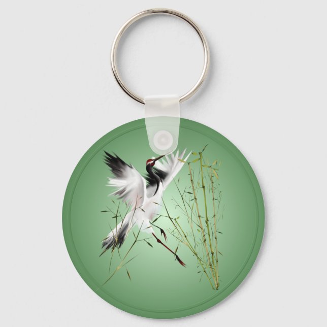 One Crane In Bamboo-Keychains Keychain (Front)