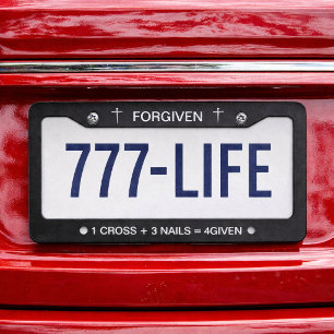 One Cross Three Nails FORGIVEN Christian License Plate Frame
