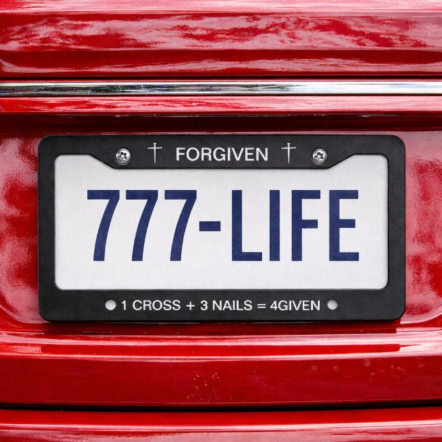 One Cross Three Nails FORGIVEN Christian License Plate Frame (Creator Uploaded)