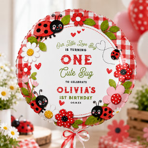 One Cute Bug Floral Ladybug 1st Birthday party Balloon