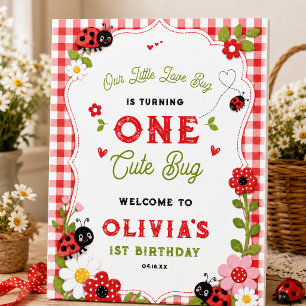 One Cute Bug Floral Ladybug 1st Birthday party Foam Board