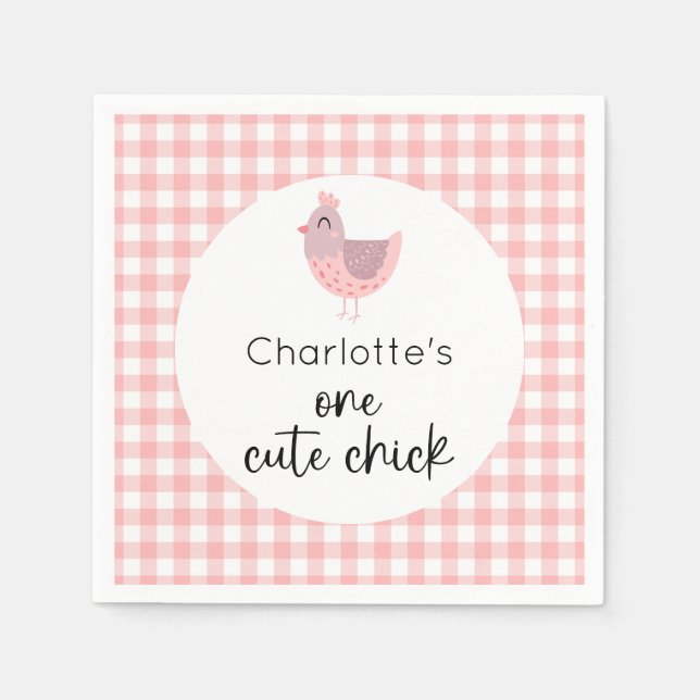 One Cute Chick 1st Birthday Napkins (Front)
