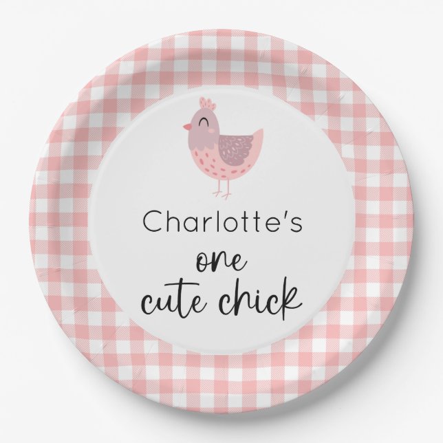 One Cute Chick 1st Birthday Paper Plates (Front)