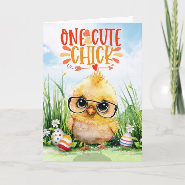 One Cute Chick Cute Easter Chick Holiday Card (Front)
