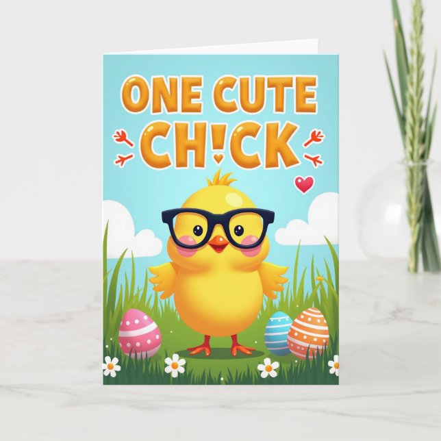 One Cute Chick Greeting Card (Front)