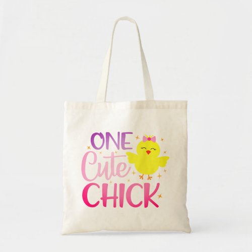 One Cute Chick Modern Girly Easter Tote Bag