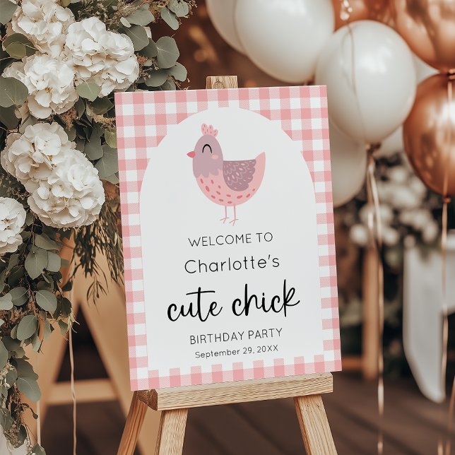 One Cute Chick Peach 1st Birthday Welcome Sign (Creator Uploaded)