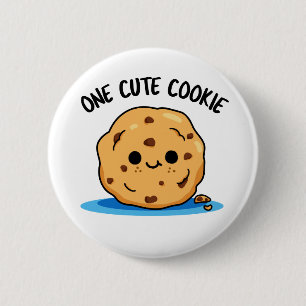 One Cute Cookie Funny Food Pun Button