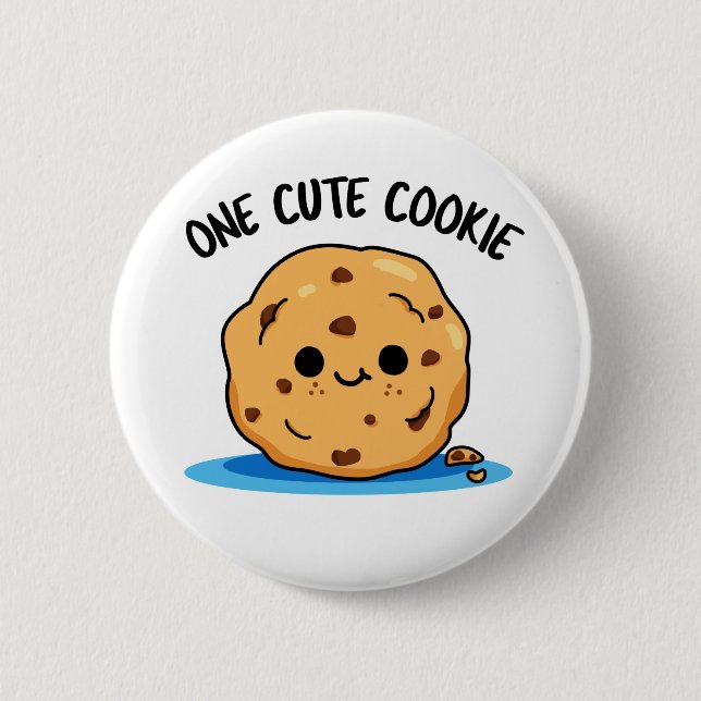 One Cute Cookie Funny Food Pun  Button (Front)